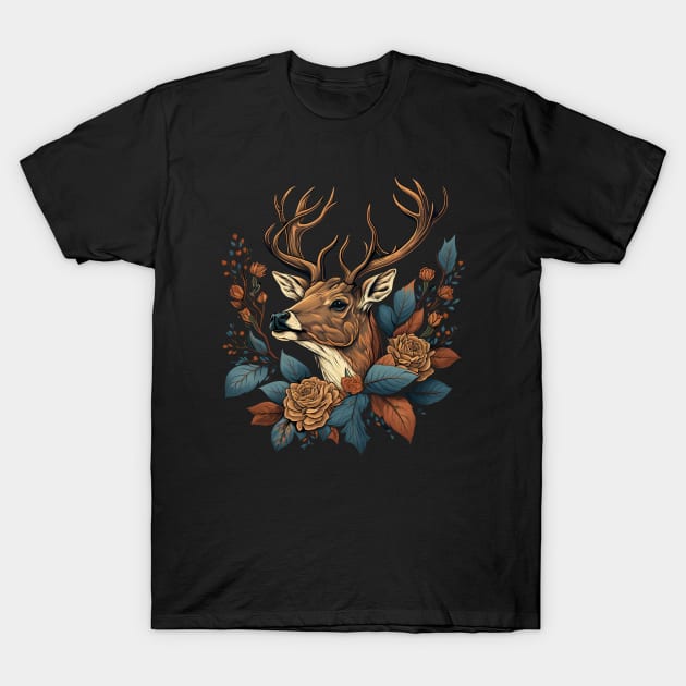 Cute Floral Deer T-Shirt by Wintrly